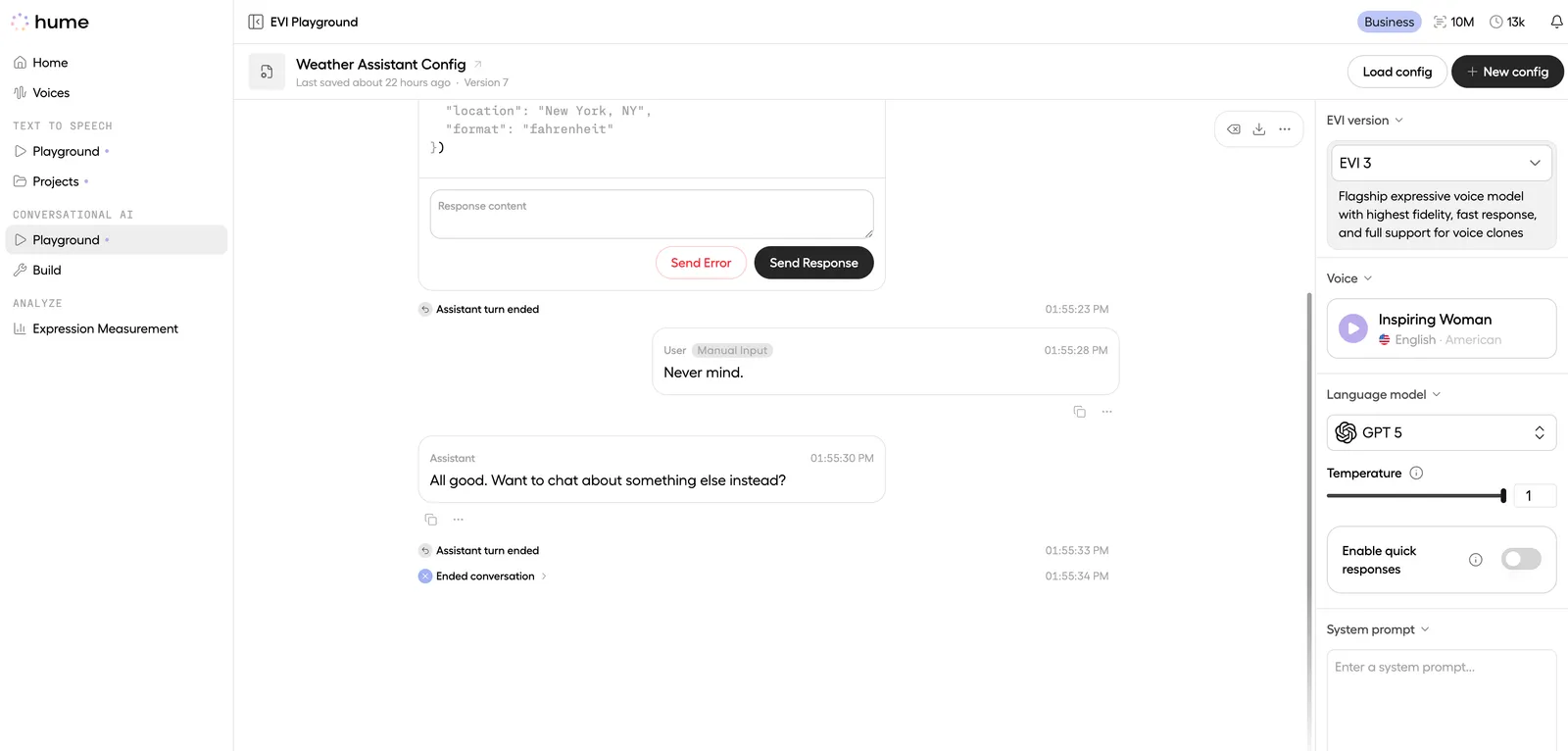 EVI infers from user input to cancel function call