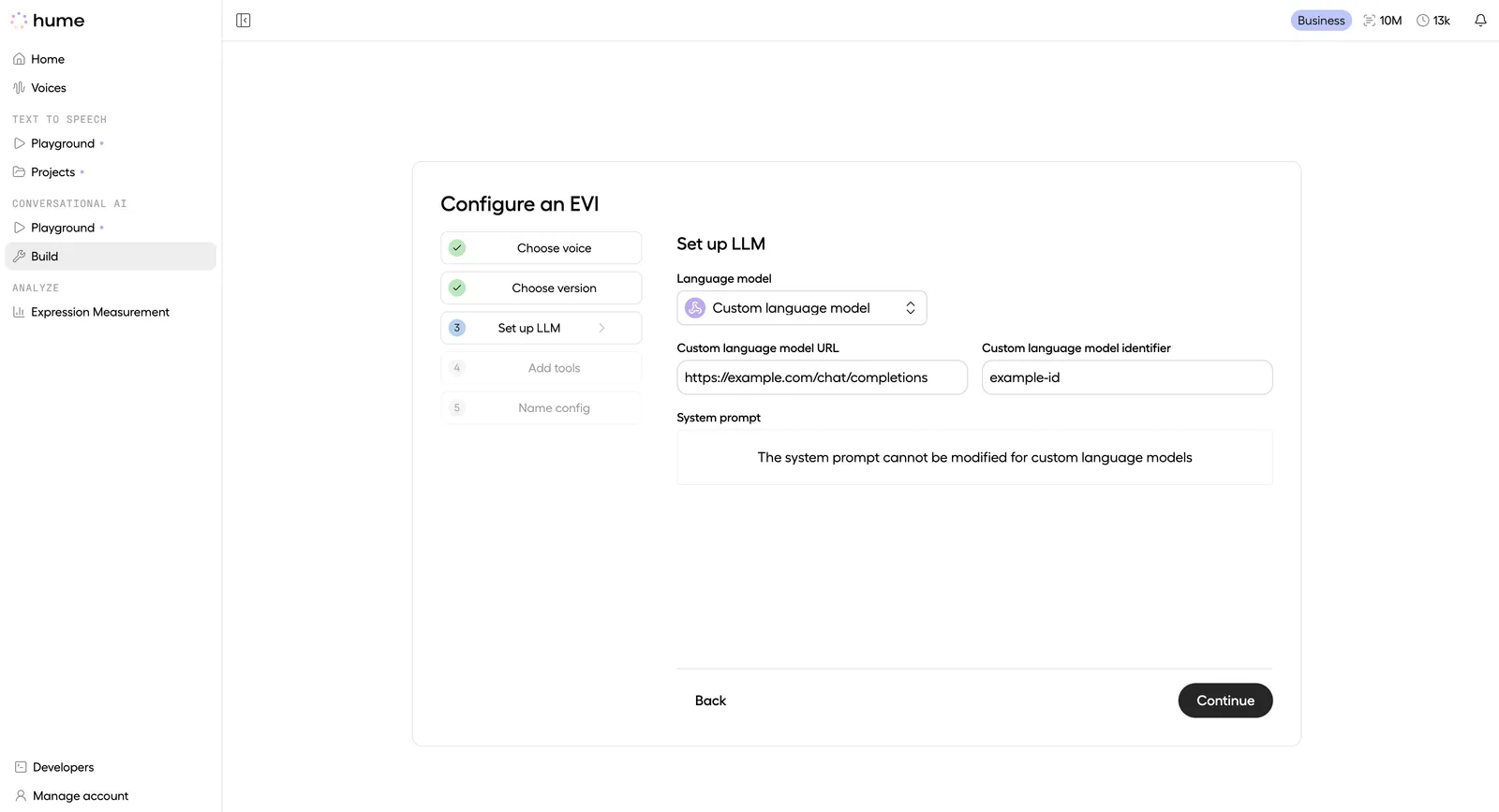 Custom language model configuration